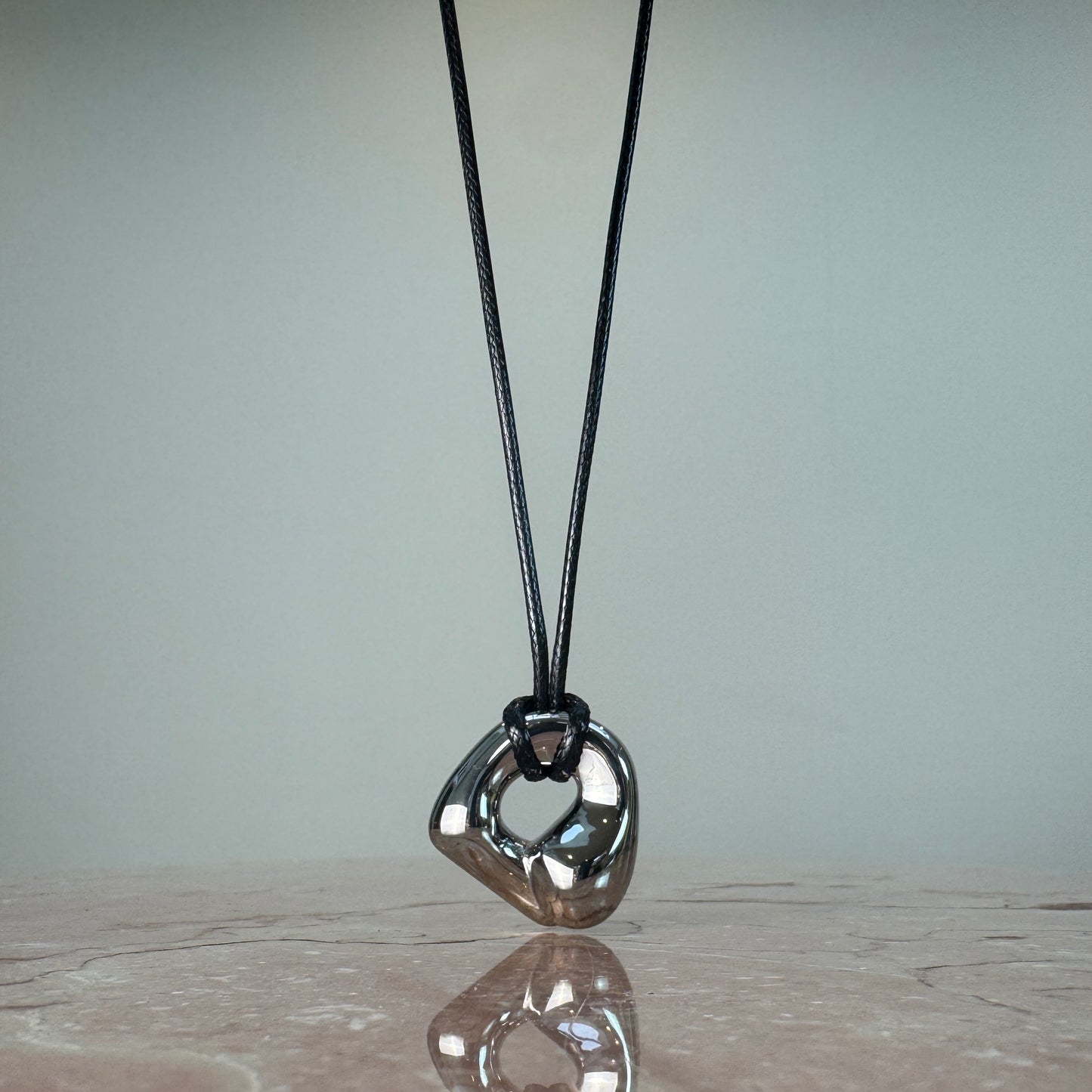 Adjustable Black Cord Molten Nugget Pendant