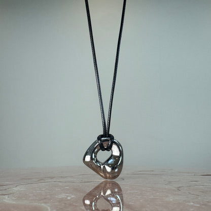 Adjustable Black Cord Molten Nugget Pendant