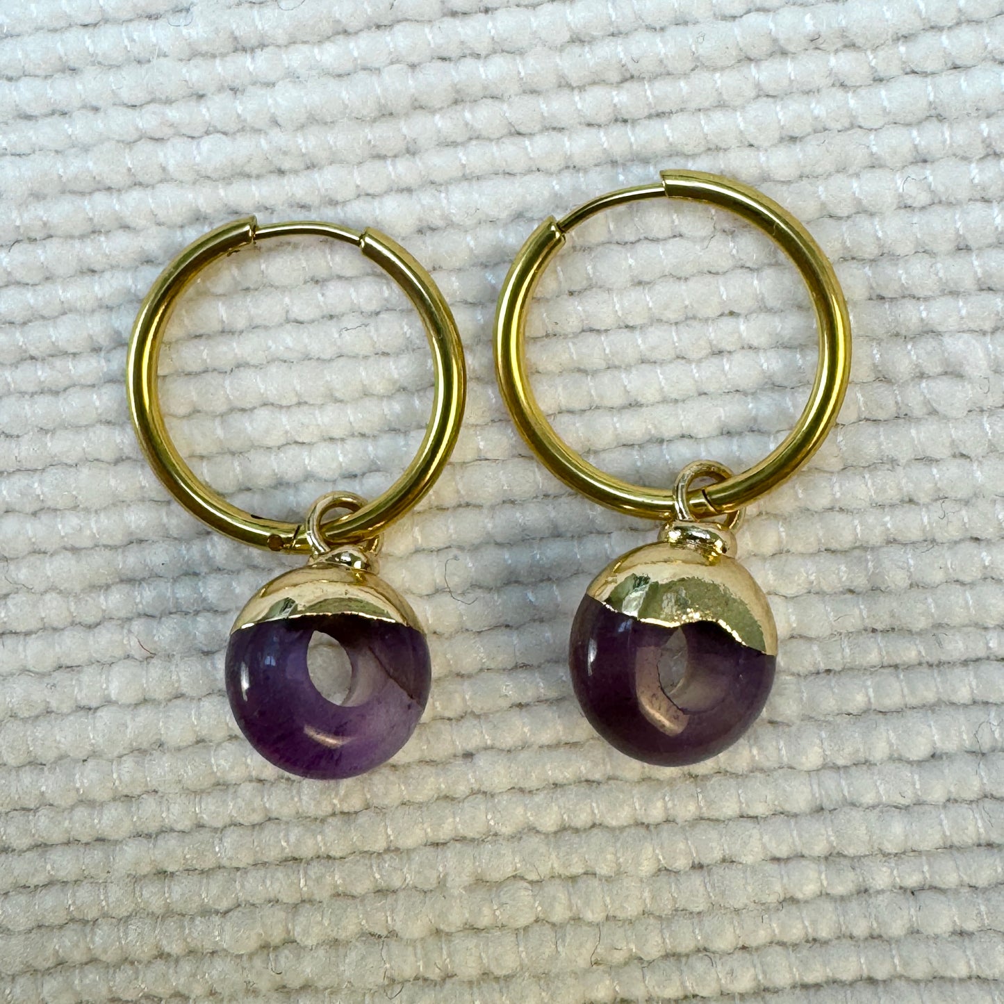 Purple Amethyst Crystal Ring Hoop Earrings from Jessica Rose jewellery