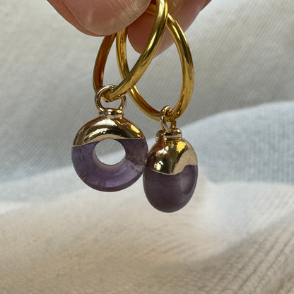 Purple Amethyst Crystal Ring Hoop Earrings from Jessica Rose jewellery