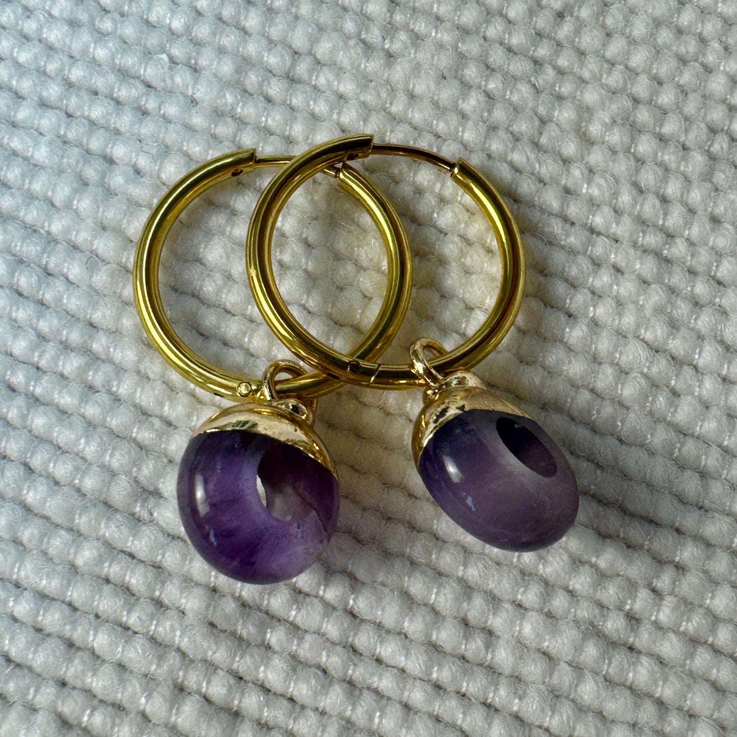 Purple Amethyst Crystal Ring Hoop Earrings from Jessica Rose jewellery