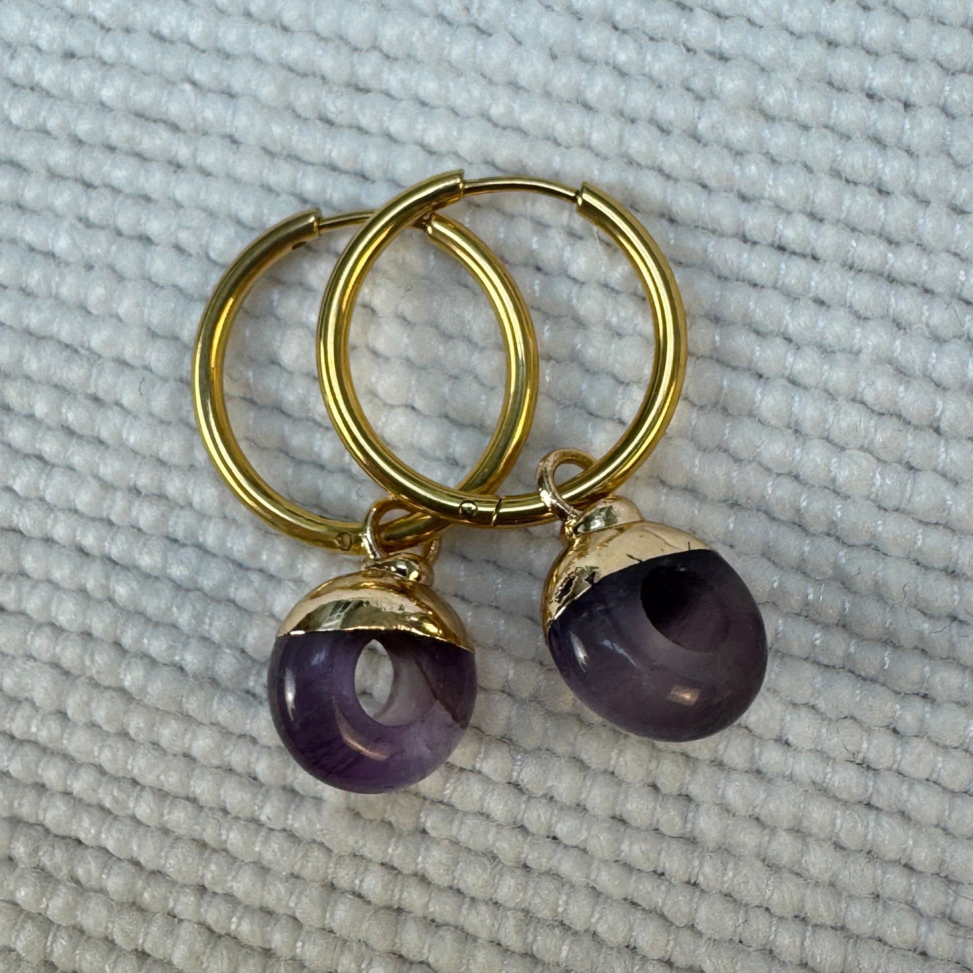 Purple Amethyst Crystal Ring Hoop Earrings from Jessica Rose jewellery