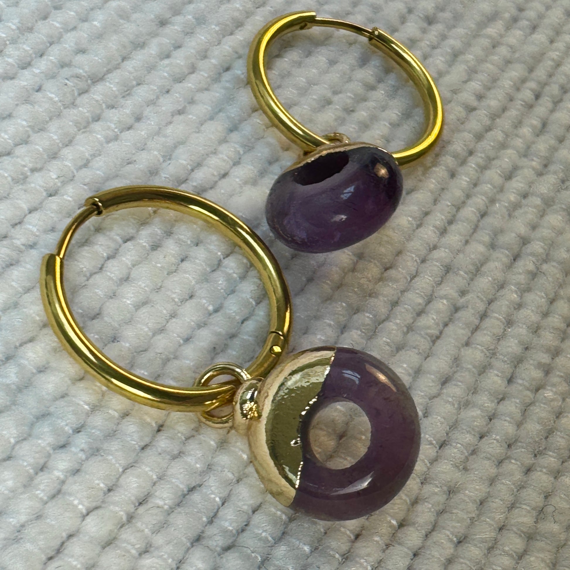 Purple Amethyst Crystal Ring Hoop Earrings from Jessica Rose jewellery
