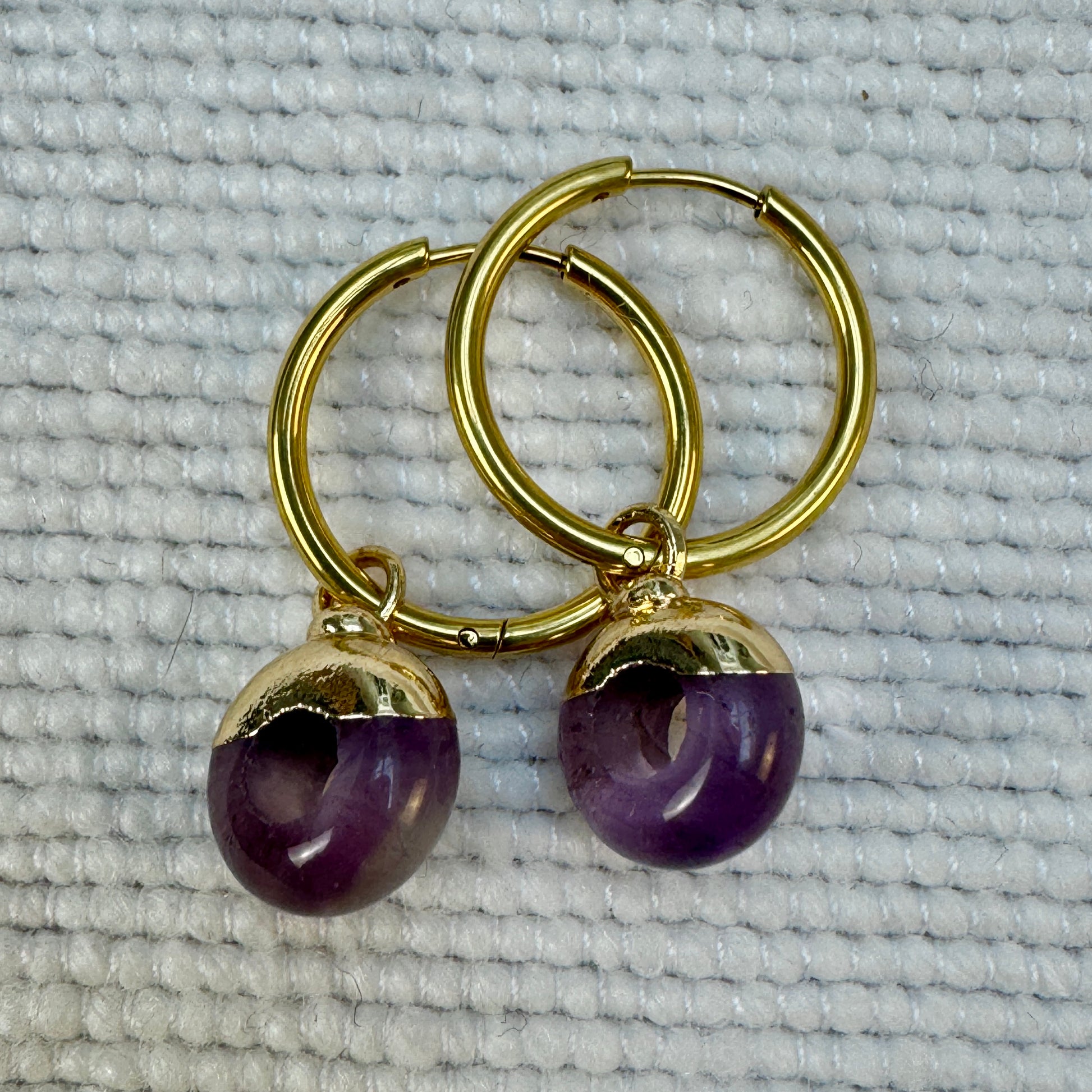 Purple Amethyst Crystal Ring Hoop Earrings from Jessica Rose jewellery