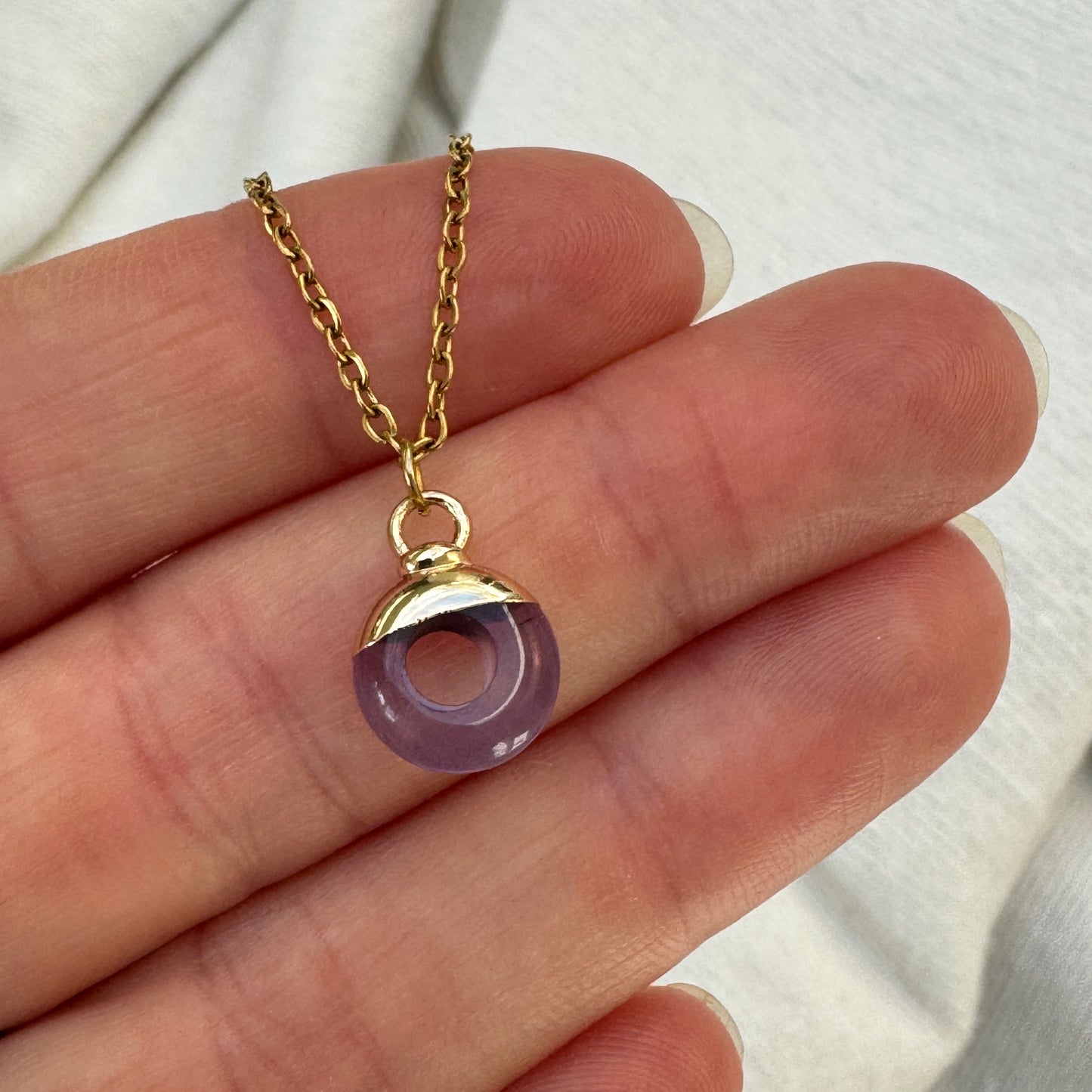 Purple Amethyst Crystal Ring Pendant from Jessica Rose