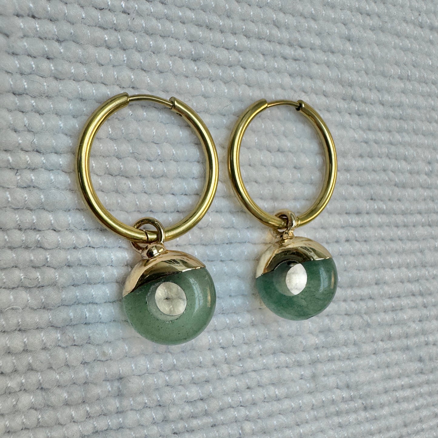 Green Aventurine Crystal Ring Hoop Earrings from Jessica Rose jewellery
