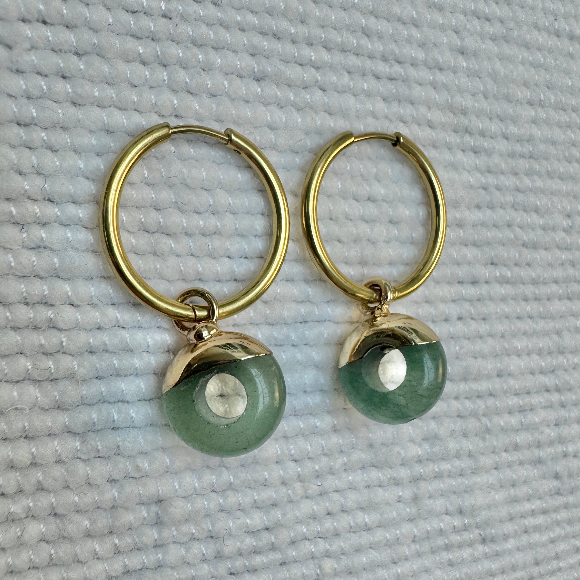 Green Aventurine Crystal Ring Hoop Earrings from Jessica Rose jewellery