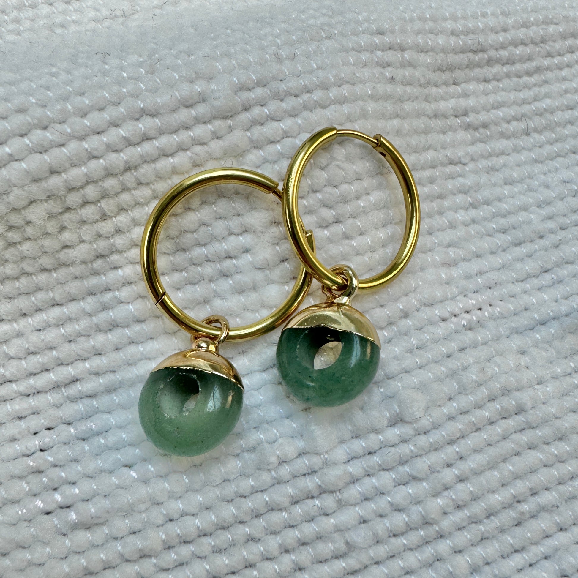 Green Aventurine Crystal Ring Hoop Earrings from Jessica Rose jewellery