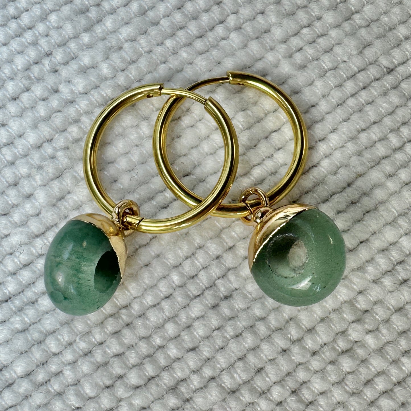 Green Aventurine Crystal Ring Hoop Earrings from Jessica Rose jewellery
