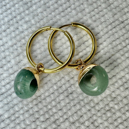 Green Aventurine Crystal Ring Hoop Earrings from Jessica Rose jewellery