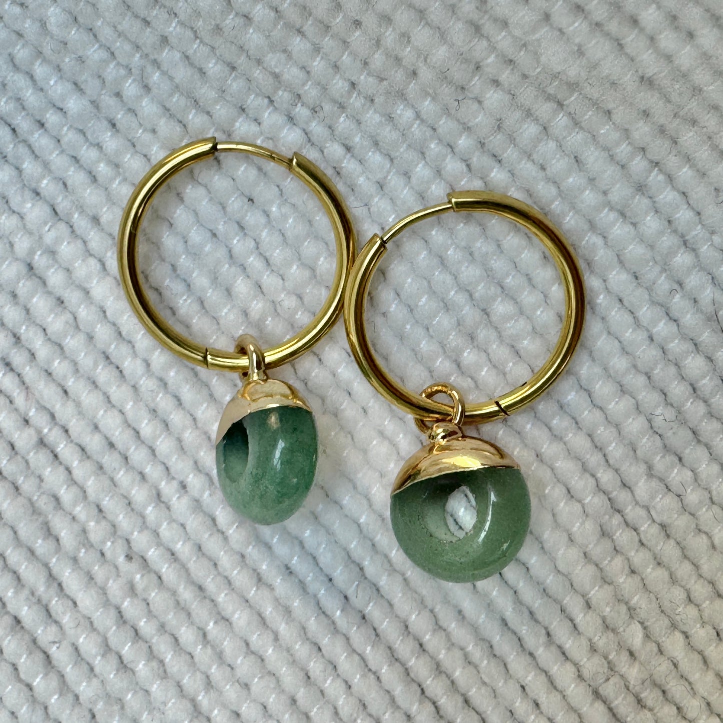 Green Aventurine Crystal Ring Hoop Earrings from Jessica Rose jewellery