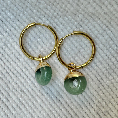 Green Aventurine Crystal Ring Hoop Earrings from Jessica Rose jewellery