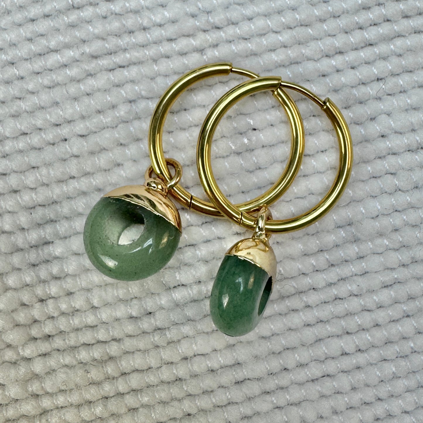 Green Aventurine Crystal Ring Hoop Earrings from Jessica Rose jewellery