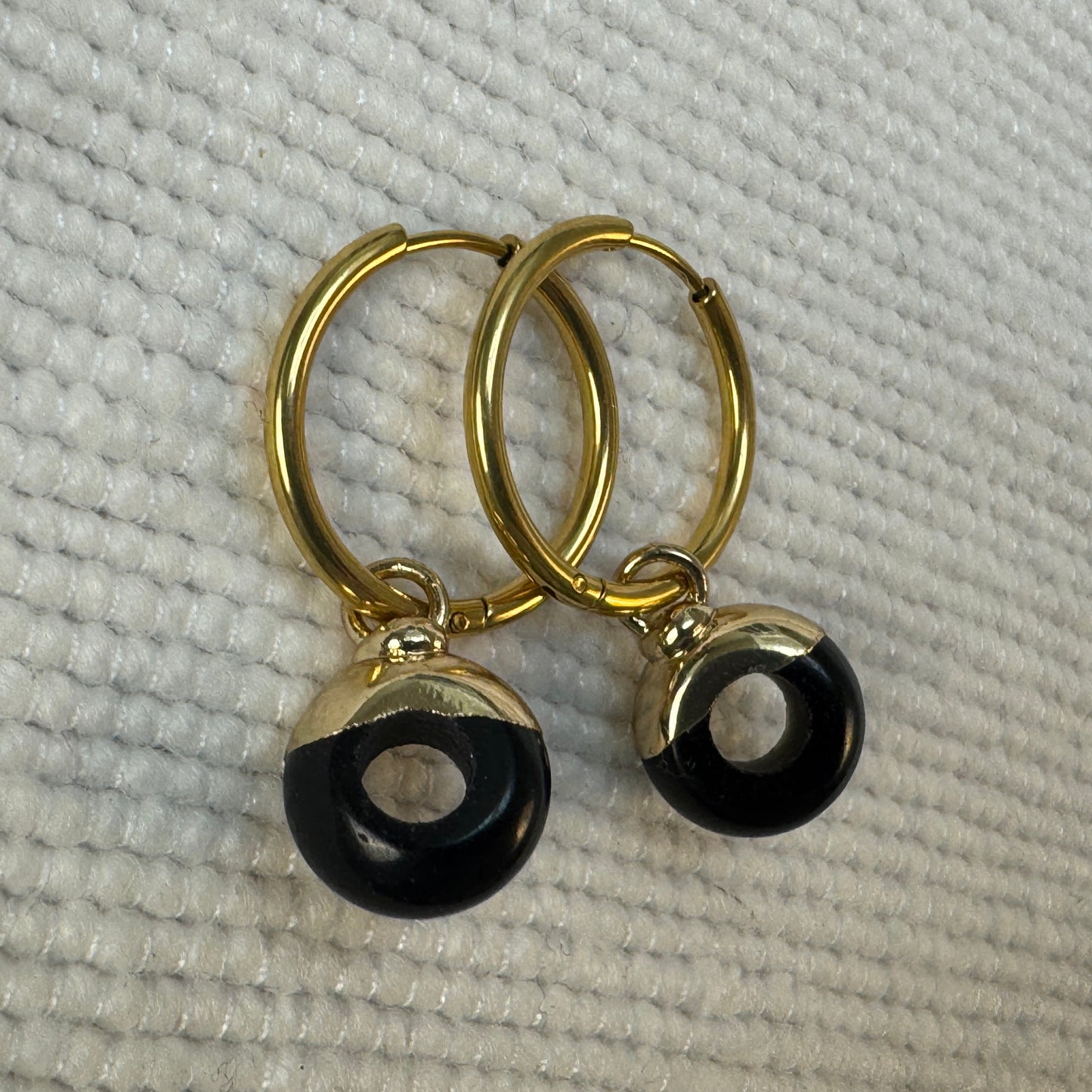 Black Obsidian Crystal Ring Hoop Earrings from Jessica Rose jewellery