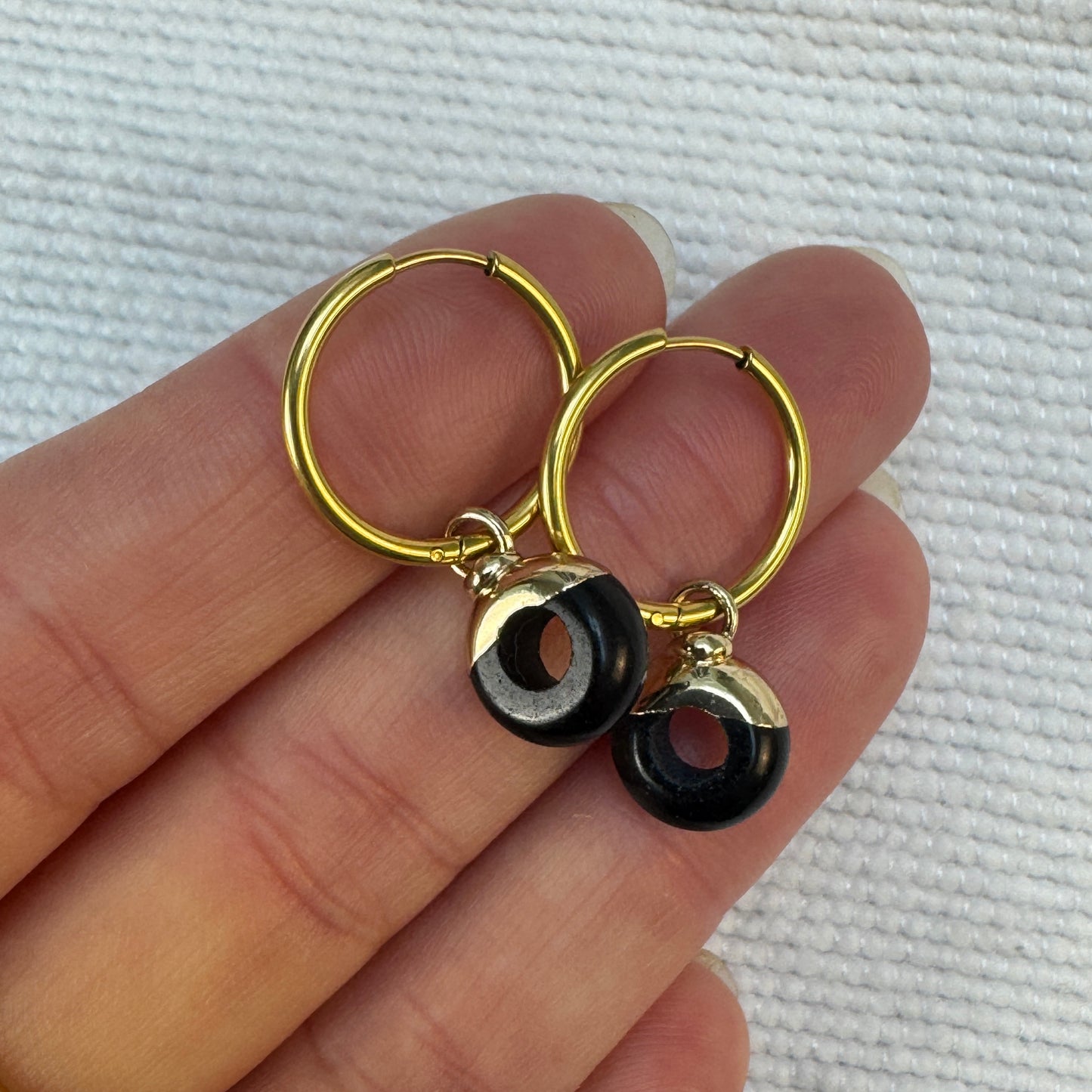 Black Obsidian Crystal Ring Hoop Earrings from Jessica Rose jewellery