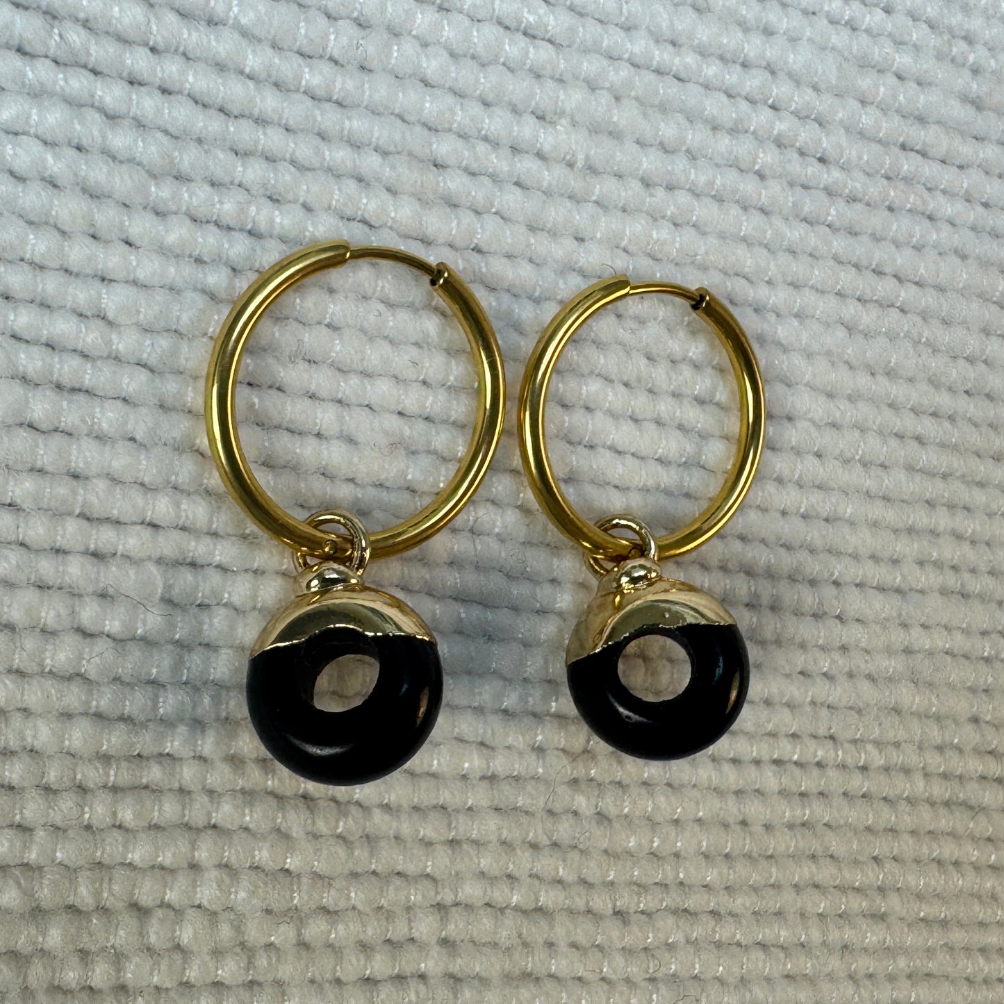 Black Obsidian Crystal Ring Hoop Earrings from Jessica Rose jewellery