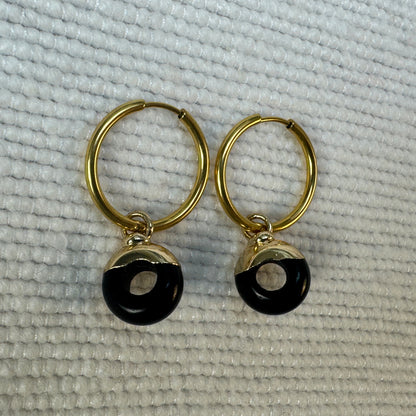 Black Obsidian Crystal Ring Hoop Earrings from Jessica Rose jewellery