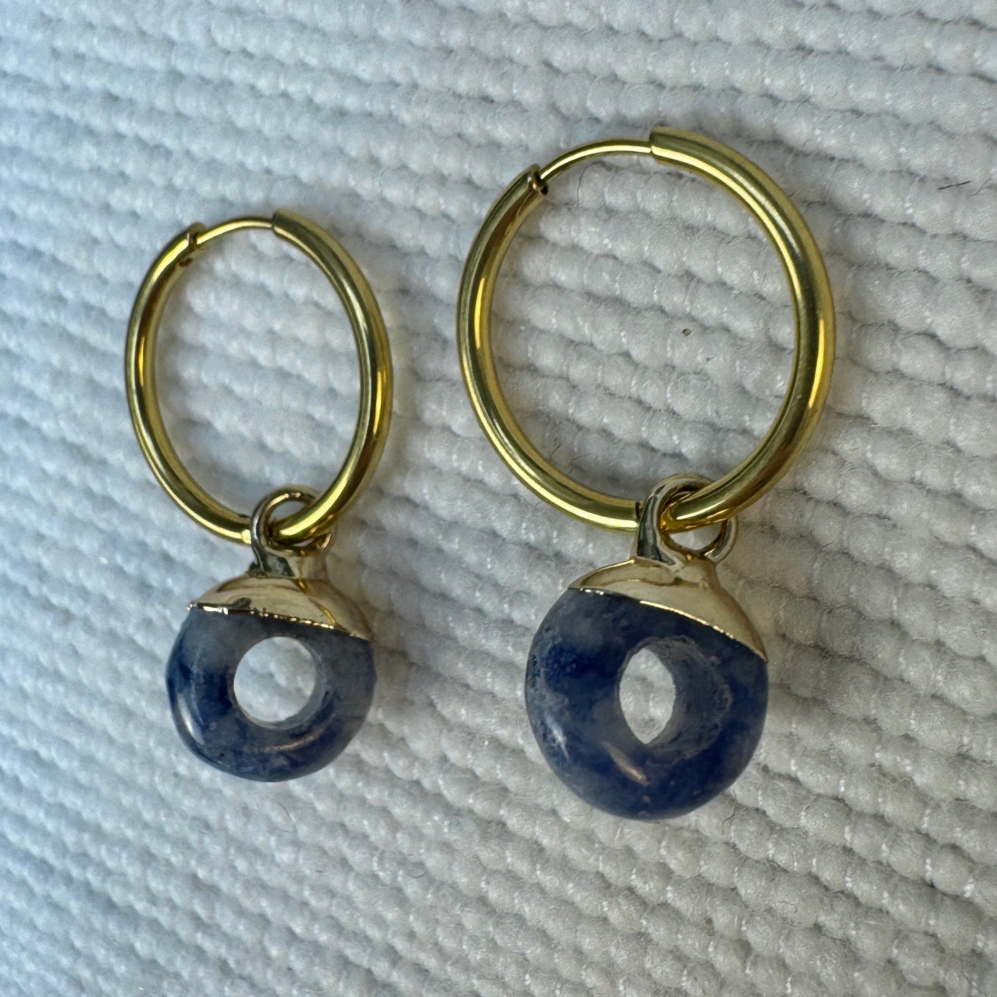 Blue Spot Jasper Crystal Ring Hoop Earrings from Jessica Rose jewellery