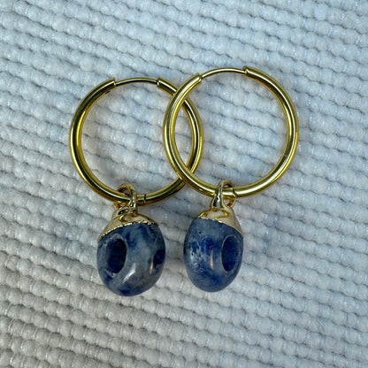 Blue Spot Jasper Crystal Ring Hoop Earrings from Jessica Rose jewellery