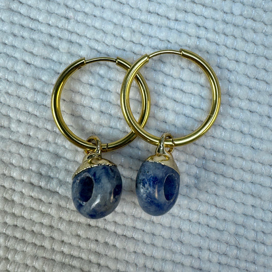 Blue Spot Jasper Crystal Ring Hoop Earrings from Jessica Rose jewellery