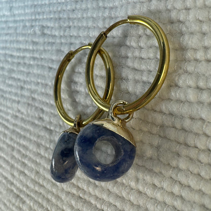 Blue Spot Jasper Crystal Ring Hoop Earrings from Jessica Rose jewellery