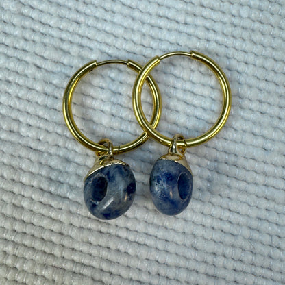 Blue Spot Jasper Crystal Ring Hoop Earrings from Jessica Rose jewellery