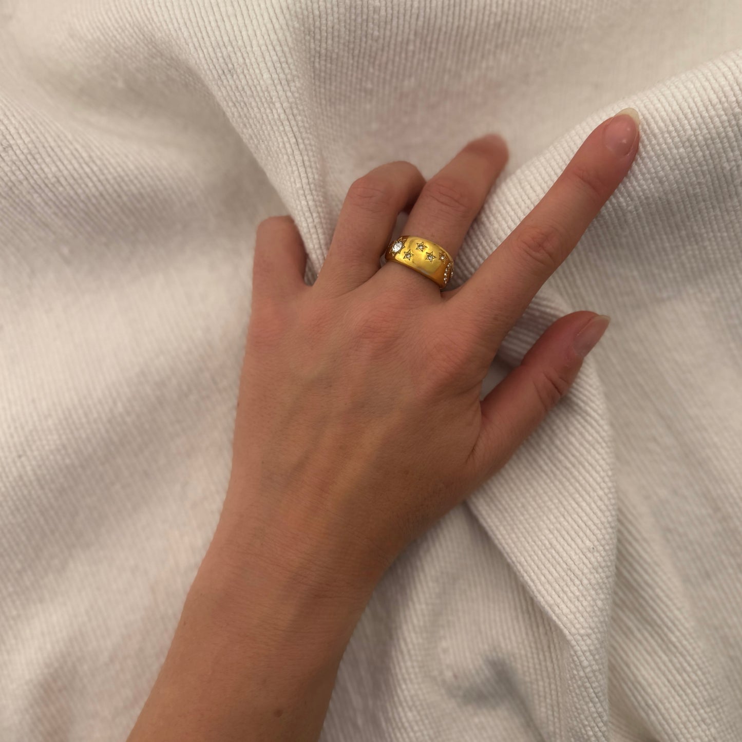 Celestial Gold Stars and Moons Ring