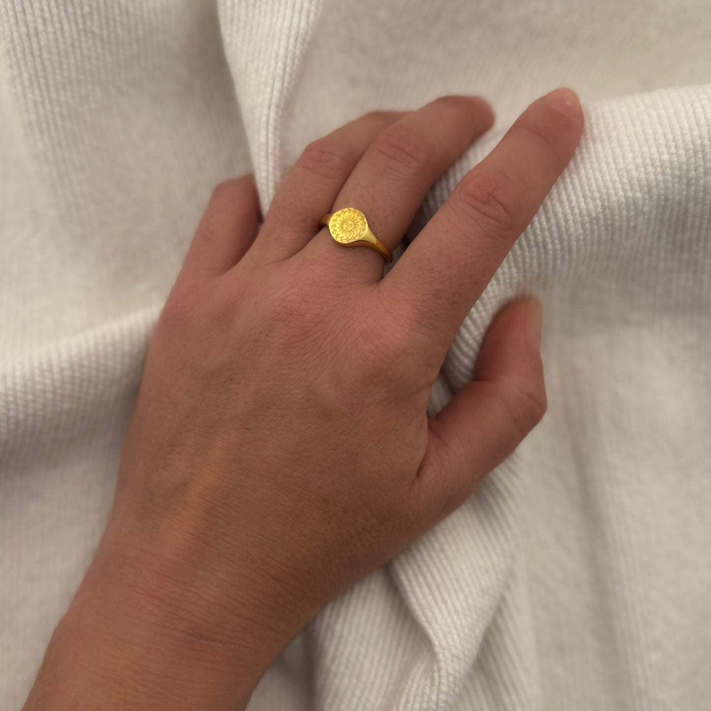 Sun Face Engraved Ring