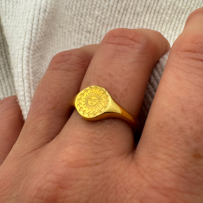 Sun Face Engraved Ring