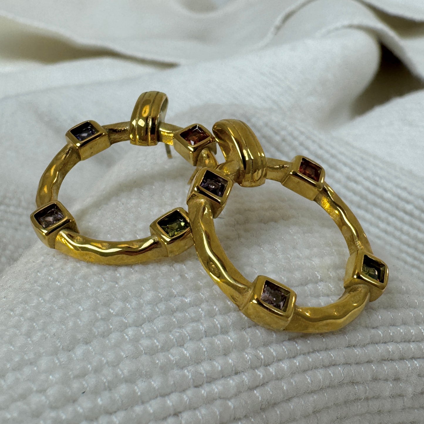 Gold Plated Pastel Zircon Ring Earrings from Jessica Rose jewellery