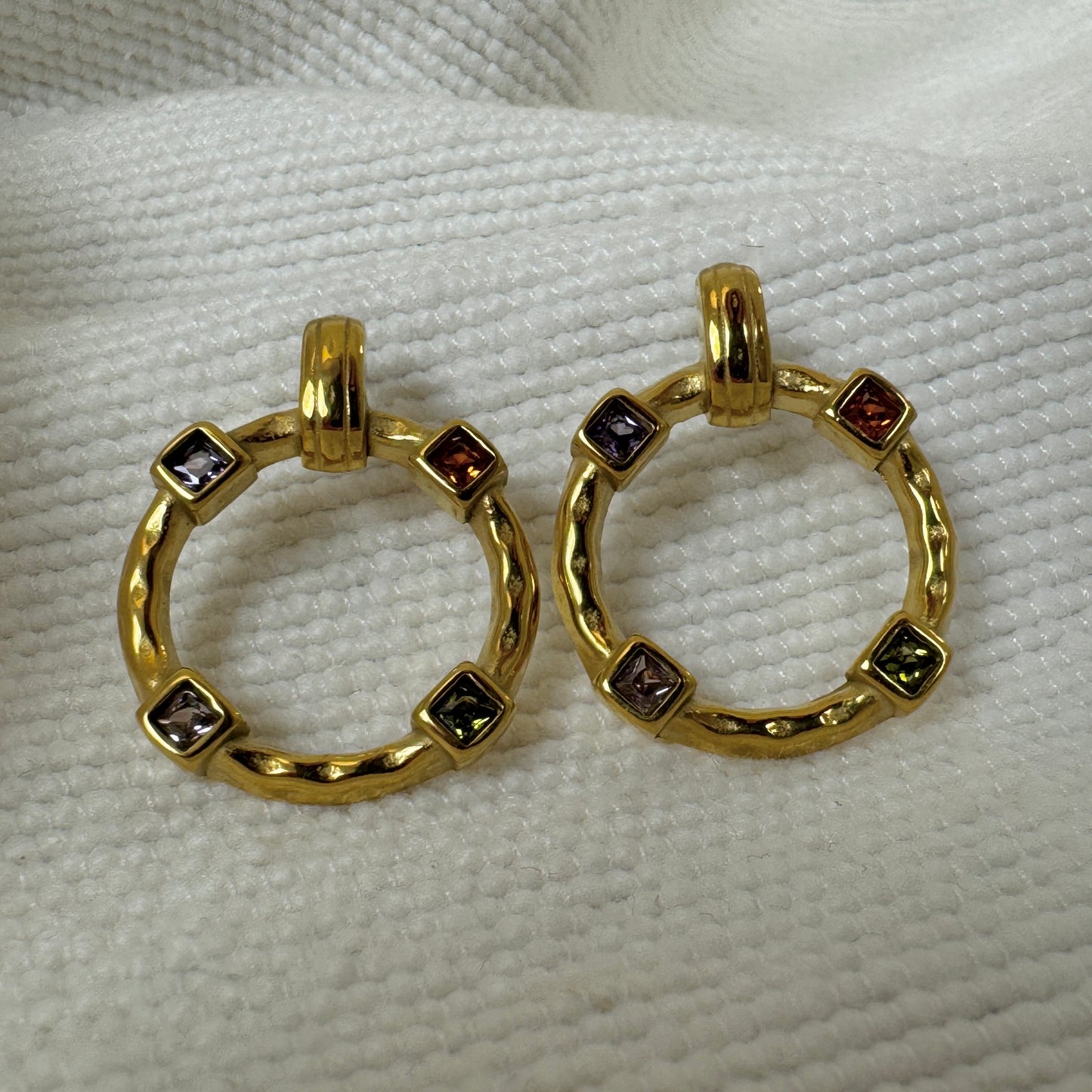 Gold Plated Pastel Zircon Ring Earrings from Jessica Rose jewellery