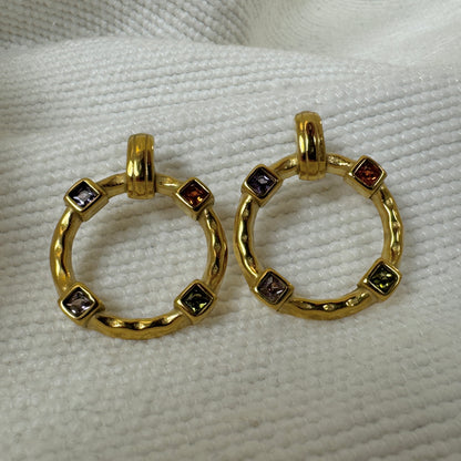 Gold Plated Pastel Zircon Ring Earrings from Jessica Rose jewellery