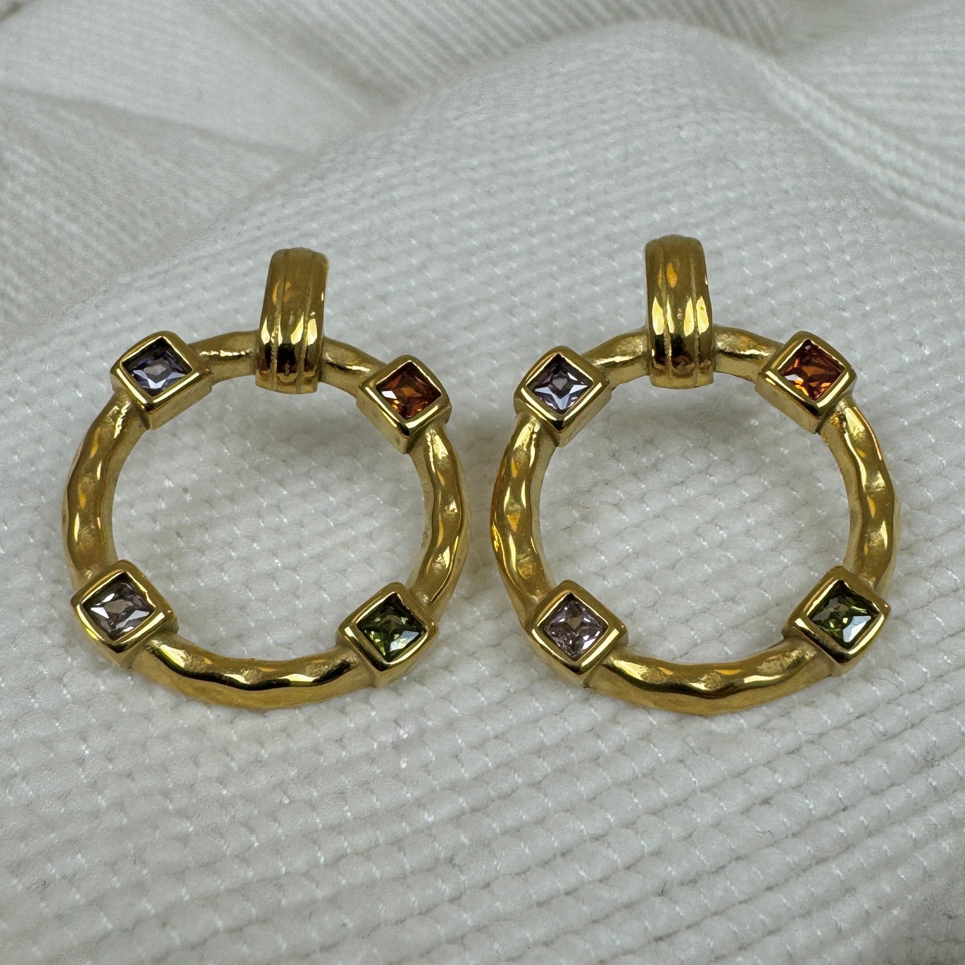 Gold Plated Pastel Zircon Ring Earrings from Jessica Rose jewellery