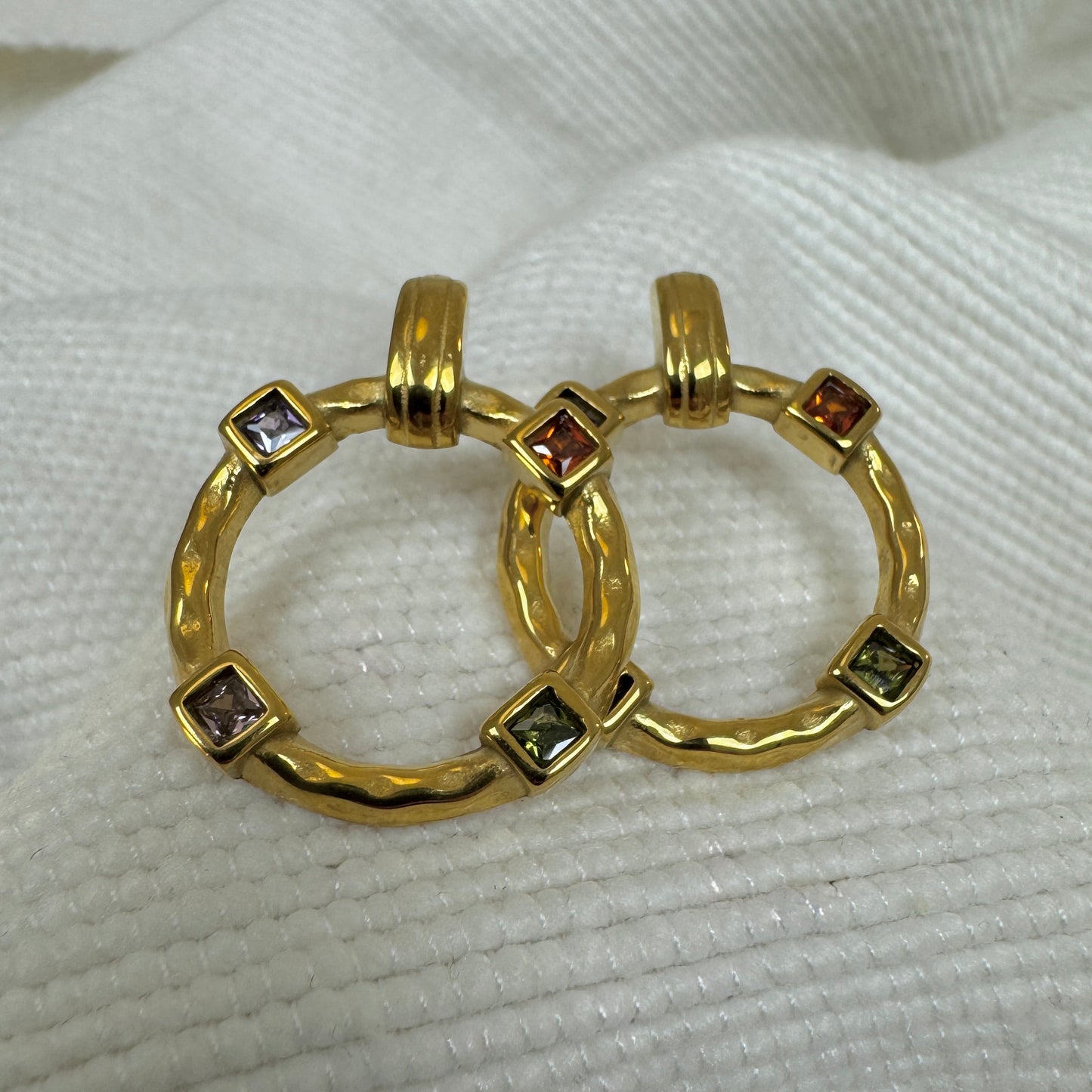 Gold Plated Pastel Zircon Ring Earrings from Jessica Rose jewellery