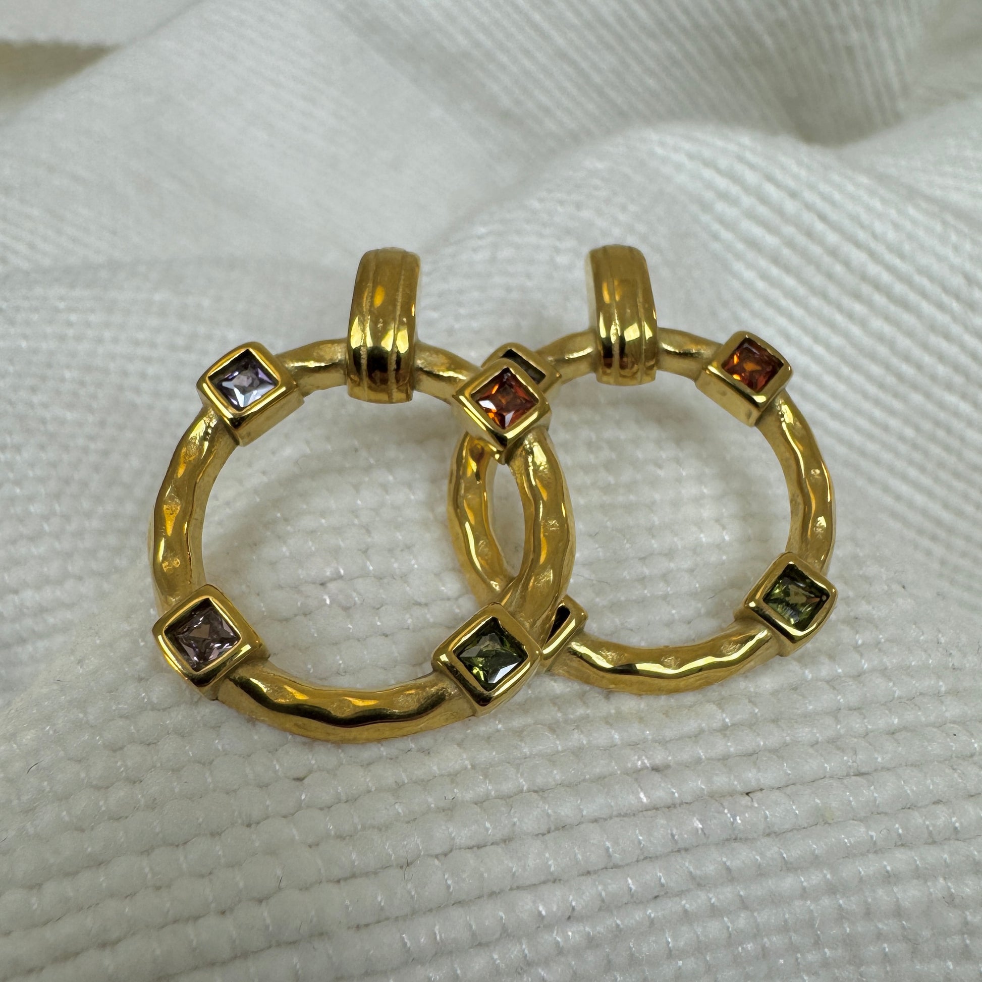 Gold Plated Pastel Zircon Ring Earrings from Jessica Rose jewellery