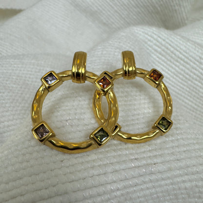 Gold Plated Pastel Zircon Ring Earrings from Jessica Rose jewellery