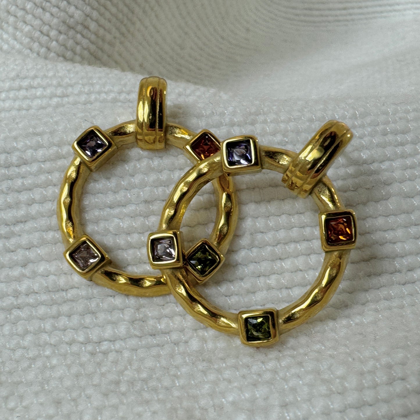 Gold Plated Pastel Zircon Ring Earrings from Jessica Rose jewellery