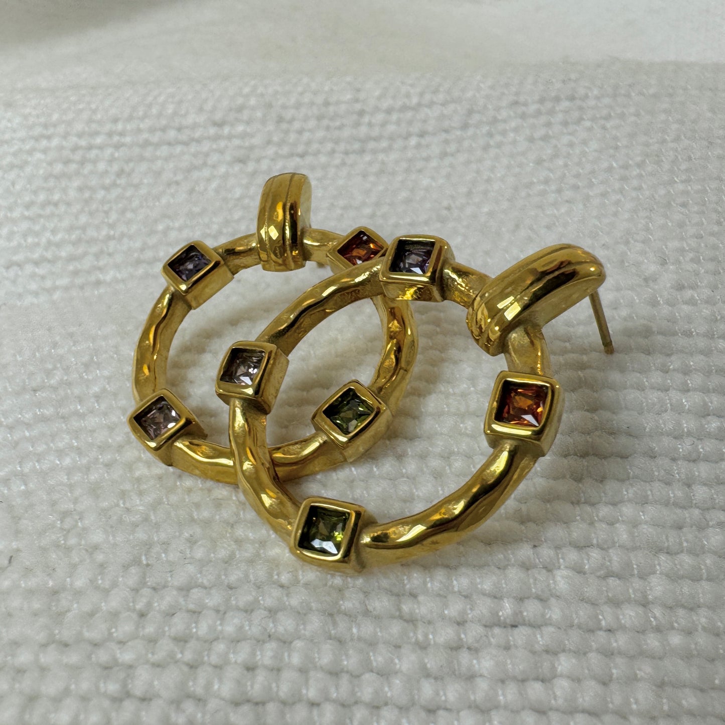 Gold Plated Pastel Zircon Ring Earrings from Jessica Rose jewellery