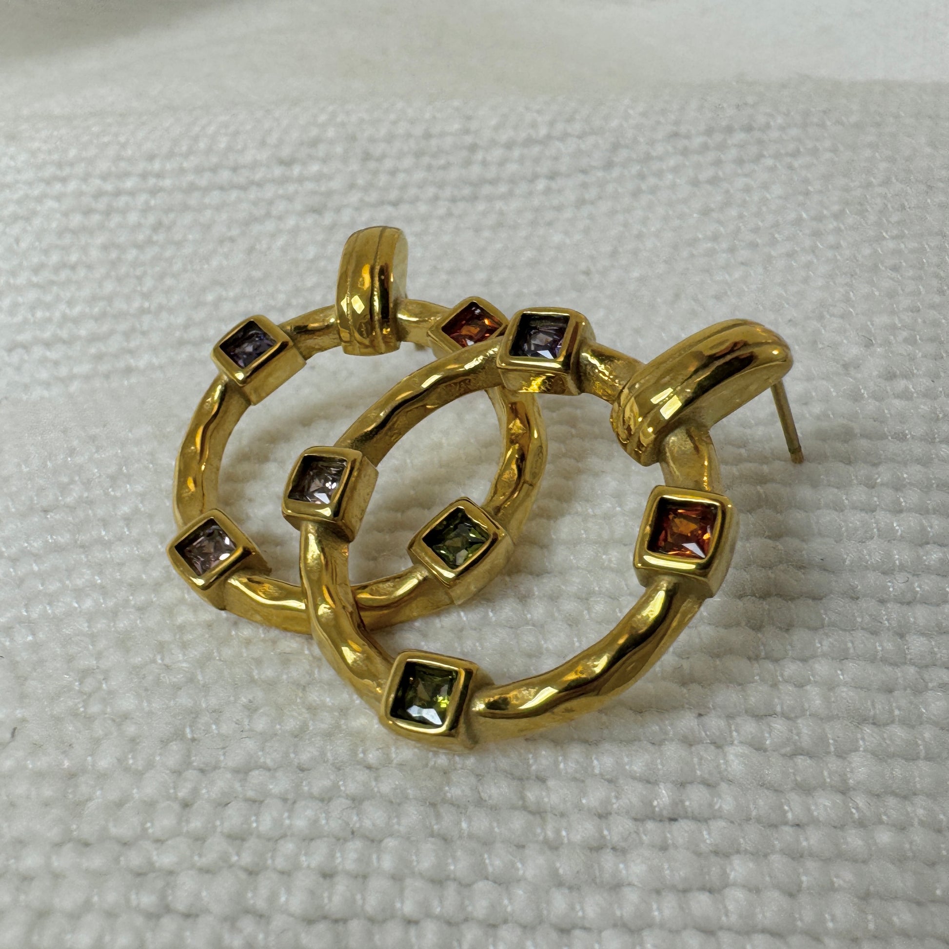 Gold Plated Pastel Zircon Ring Earrings from Jessica Rose jewellery