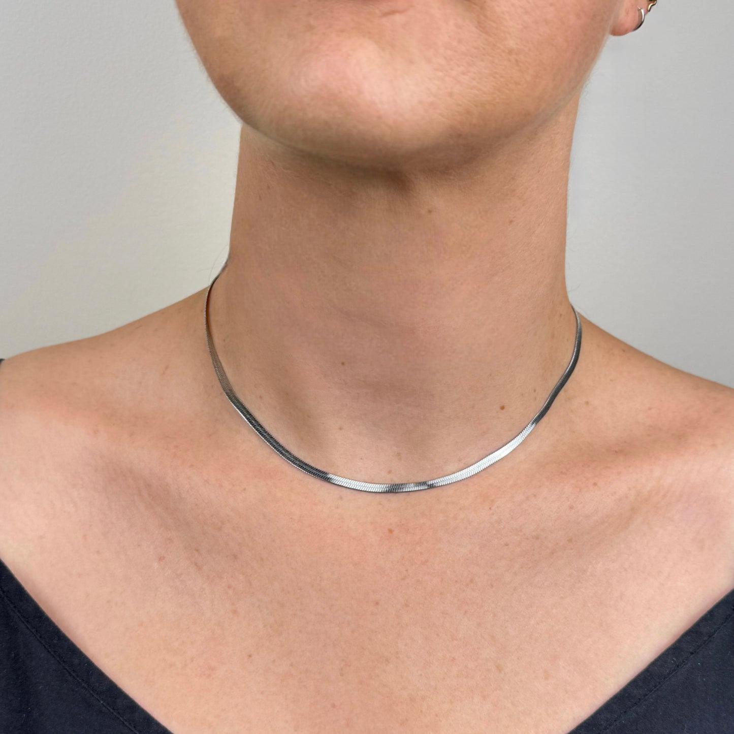 Herringbone chain necklace in silver