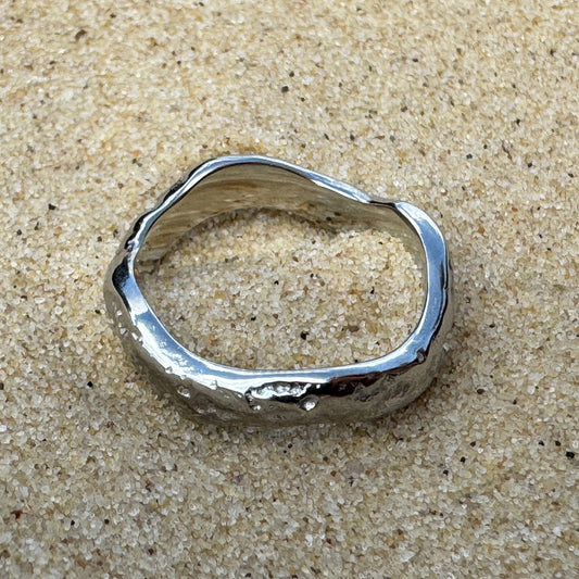 Irregular Wave Ring in Silver