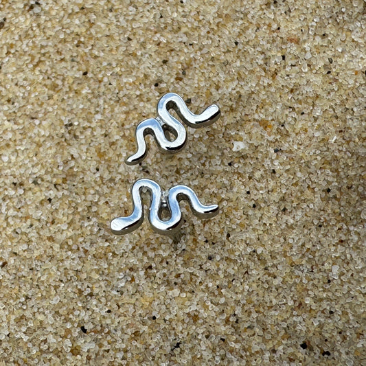Silver Snake Ear Studs in 925 Sterling Silver