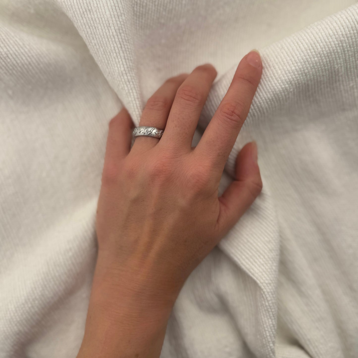 Tarot Style Hand and Sun Ring