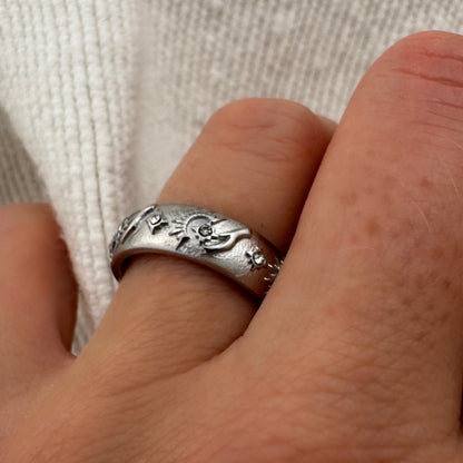 Tarot Style Hand and Sun Ring