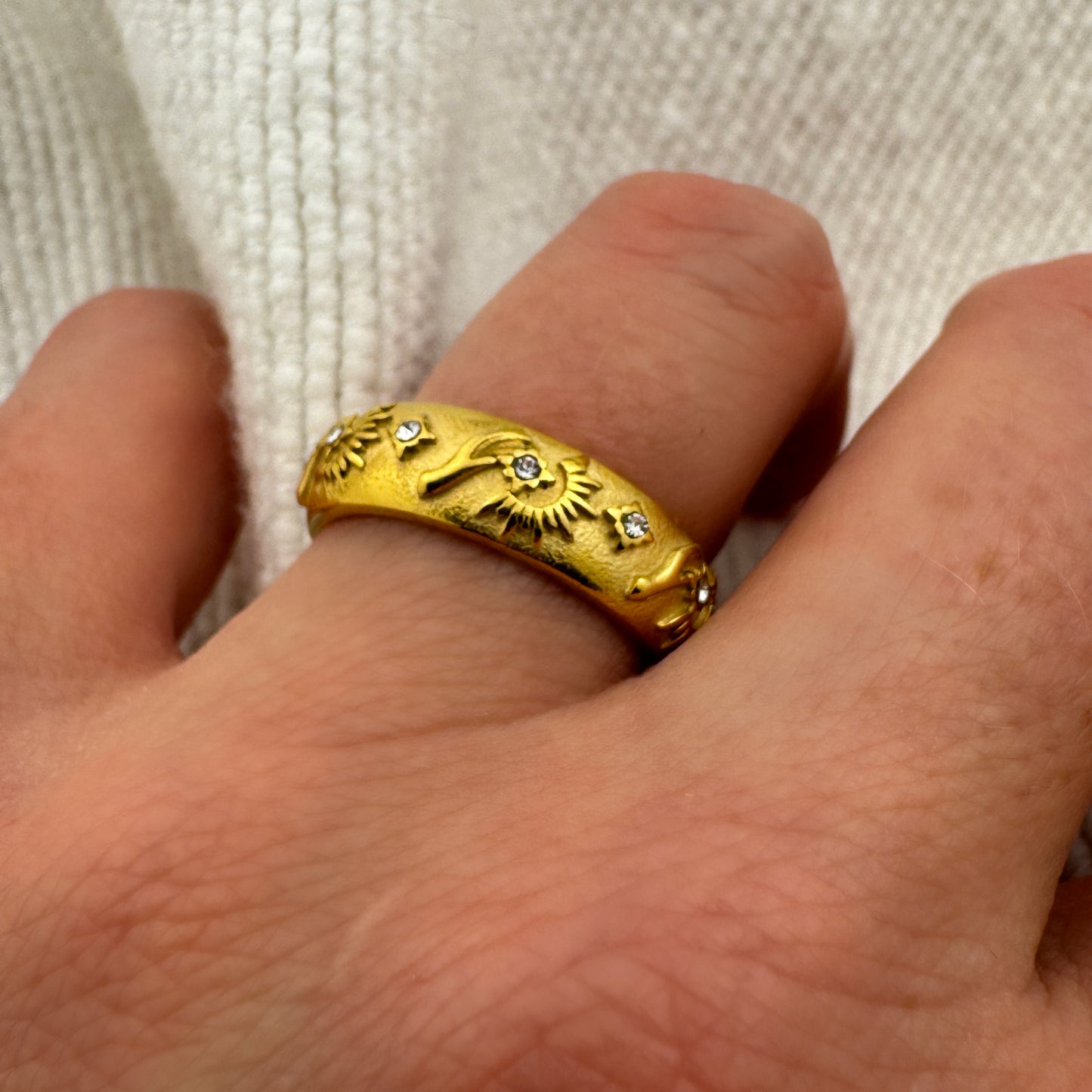 Tarot Style Hand and Sun Ring