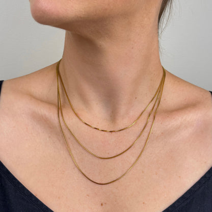 Three Strand Box Chain Necklace in Gold
