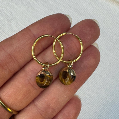 Tiger's Eye Crystal Ring Hoop Earrings from Jessica Rose jewellery