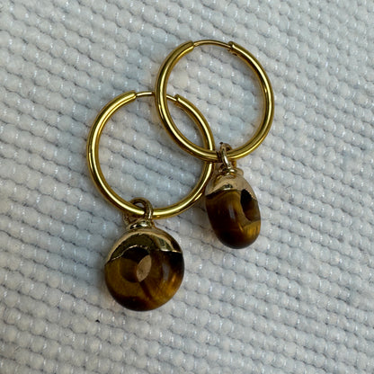 Tiger's Eye Crystal Ring Hoop Earrings from Jessica Rose jewellery