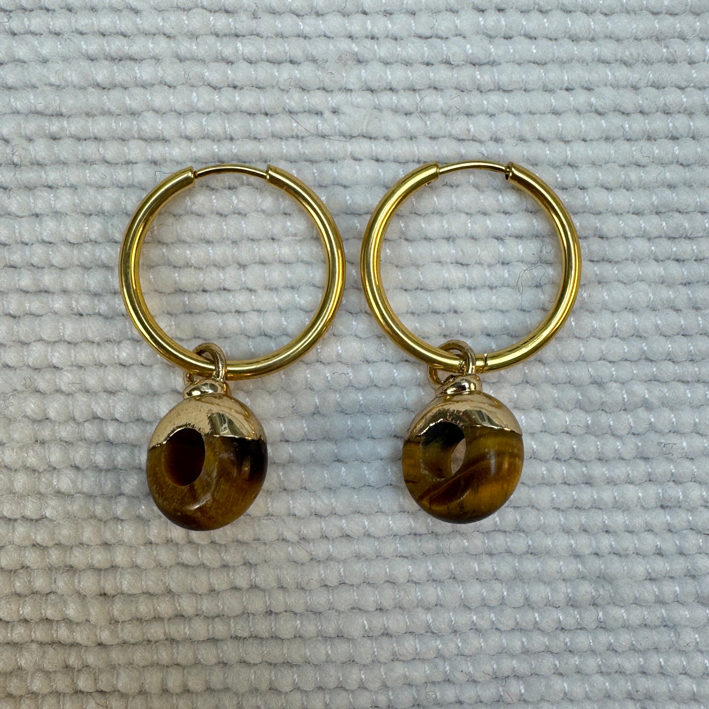 Tiger's Eye Crystal Ring Hoop Earrings from Jessica Rose jewellery