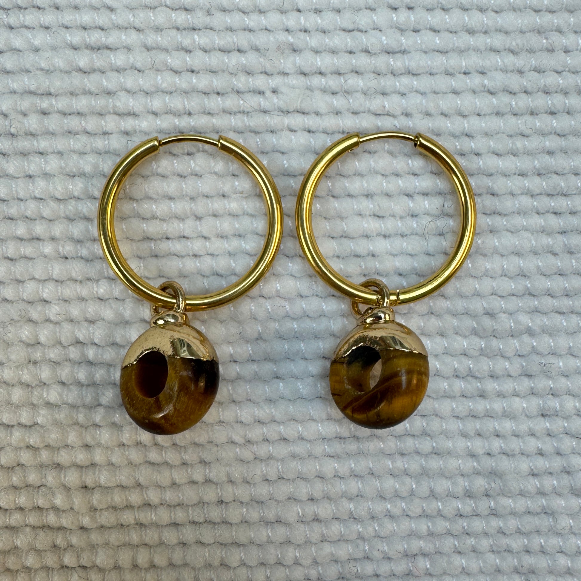 Tiger's Eye Crystal Ring Hoop Earrings from Jessica Rose jewellery